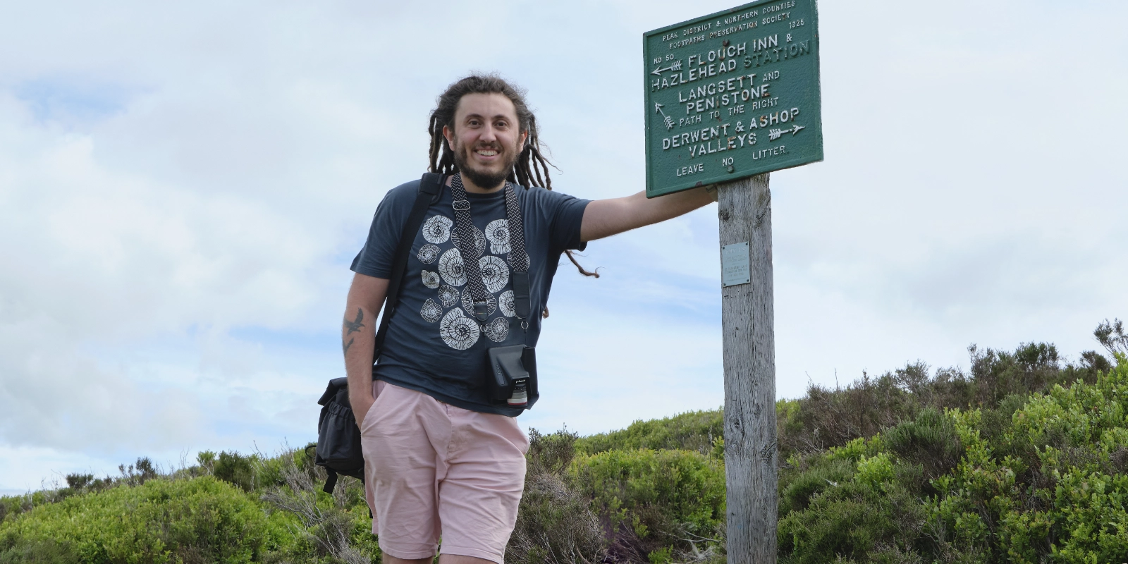 A photo of me walking in the Peak District