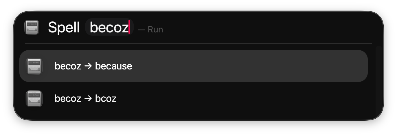 A screenshot demonstrating including the incorrect spelling within the label
