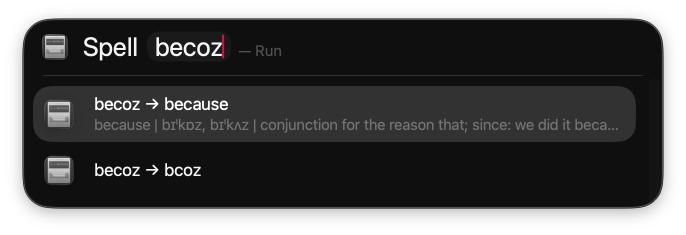 A screenshot of the final version of the spell checker